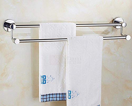 Double Towel Rails Screw Wall Mounted,SUS 304 Stainless Steel Bath Towel Holder, Rustproof Hand Towel Bar,Towel Rod Mirror Reflection for Bathroo