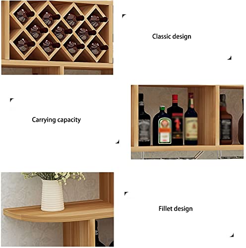 EYLINK Wall Mounted Wine Rack, Industrial Vintage Hanging Wine Shelf, Solid Wood Wine Rack with Stemware Glasses Holder, Multipurpose Storage Dis