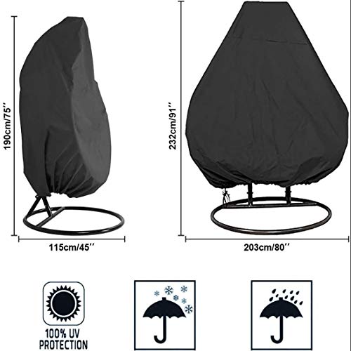 MOZX Waterproof Egg Chair Cover, 210D Oxford Fabric Heavy Duty, Egg Hanging Chair Cover with Bag, Anti-Dust Garden Furniture Cover for Indoor Out