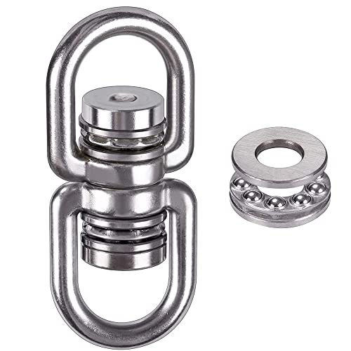 SELEWARE Permanent Antirust Stainless Steel Bearing Swing Swivel, Up to 544kg 360° Rotational Device Hanging Accessory for Web Tree Swing, Hammoc