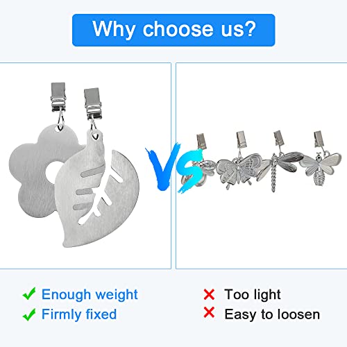 EMAGEREN 8 Pack Tablecloth Weights Clip Stainless Steel Table Cover Weights Picnic Table Clips Decorative Metal Table Cloth Clamps with Clip for