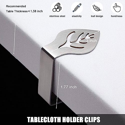 Table Cloth Clips for Outside Inside Table 10 Pack, Leaf Shape Picnic Tablecloth Holder Clip Large Stainless Steel Decorative Cover Clamp for Hea