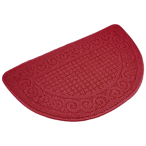 Olpchee Half Round Non-Slip Kitchen Bedroom Toilet Doormat Floor Rug Mat Keeps Your Floors Clean Decorative Design (Large, Red)