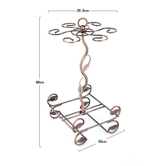 DLOETT European Double Bottle 6Cups Wind Rack Leaf G-Shaped Cup Holder Goblet Wine Storage Basket Bar Family Wine Tools