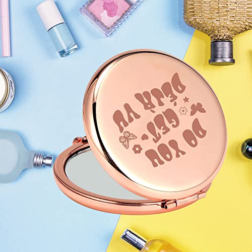 KEYCHIN Sour Album Pocket Mirror Rodrigo Fans Gifts Do You Get Deja Vu Sour Song Lyrics Compact Makeup Mirror for Women Girls Teenagers (Deja Vu