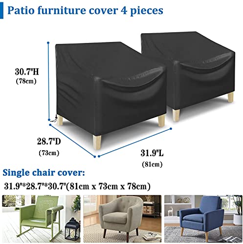 Patio Furniture Cover 4-Piece,Outdoor Garden Furniture Covers ,Upgraded 420D Heavy Duty Oxford Fabric Garden Table Cover with Air Vent Windproof