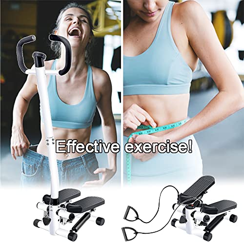 Swity Home Stair Steppers for Exercise with Display, Mini Step Machine Fitness Stepper with Handrail & Resistance Bands - 2 Ways to Use for Full