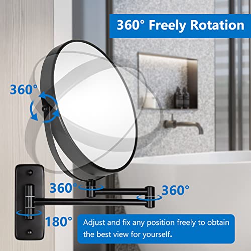 DECLUTTR 9" Wall Mounted Makeup Mirror, 1X/10X Magnifying Mirror Double-Sided, Large Size 360° Swivel Makeup Mirror with Magnification, Extendabl