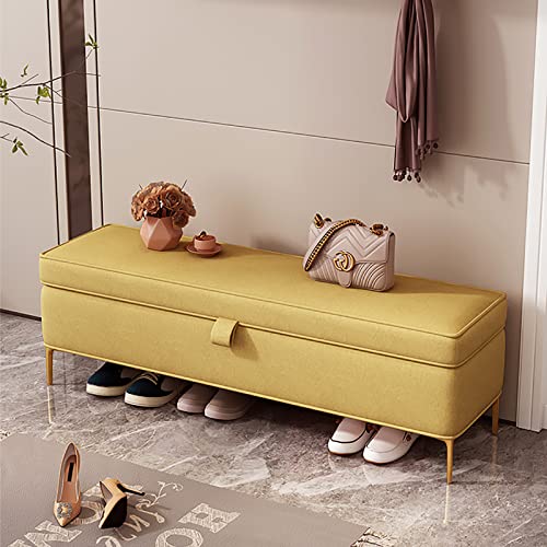 Storage Bench,Faux Leather Storage Bench,Premium End of Bed Bench with Storage,Modern Upholstered Bench Shoe Bench Bedroom Bench-Blue 100x40x45cm