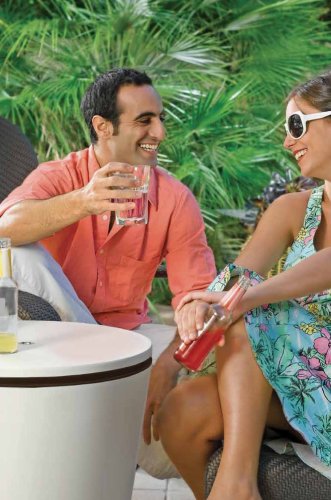 Keter Cool Bar Plastic Outdoor Ice Cooler Table Garden Furniture - white/brown
