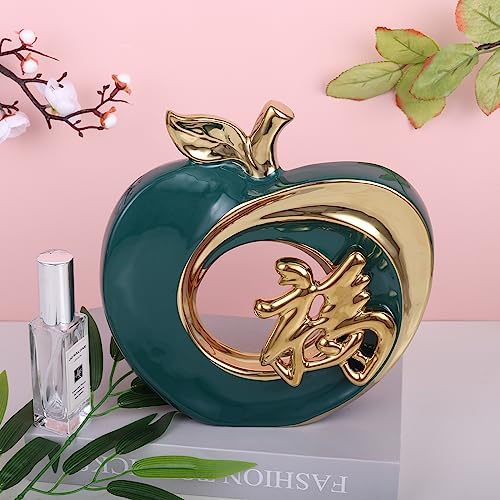 LINYTHER Creative Apple Modern Style Home Furnishings, Chinese Kanji Ceramic Apple Statue, Decorations for Living Room, Bedroom, Wine Cabinet - G