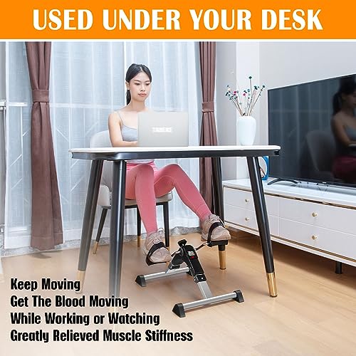 TABEKE Under Desk Bike Pedal Exerciser, Upper & Lower Peddler Exerciser for Arm & Leg Workout, Fitness Folding Exerciser Peddler with LCD Display