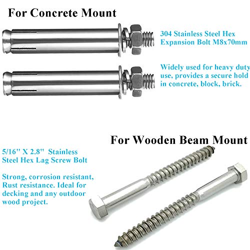 Swing Hanging Hardware for Wooden Concrete Swing Set, Heavy Duty 800 lb Capacity Stainless Steel Suspension Ceiling Hook, 360° Rotate Heavy Bag H