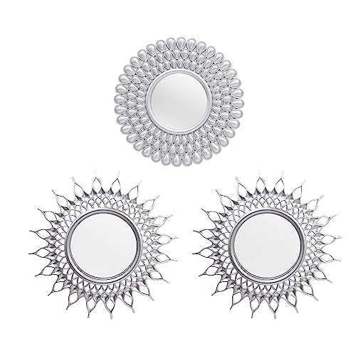 OIGUMR 3 Pack Black Mirror for Wall Small Mirrors Decorative Mirrors Round Mirrors Wall Decor 9.9x9.9 inch (01 Black)