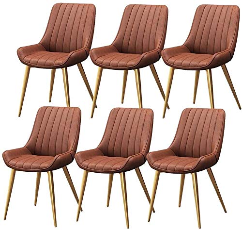 Modern Kitchen Dining Room Chairs Dining Chairs Set Of 6 Leather Soft Seat Living Room Chairs Non-Slip Feet Sturdy Metal Legs Kitchen Chairs For