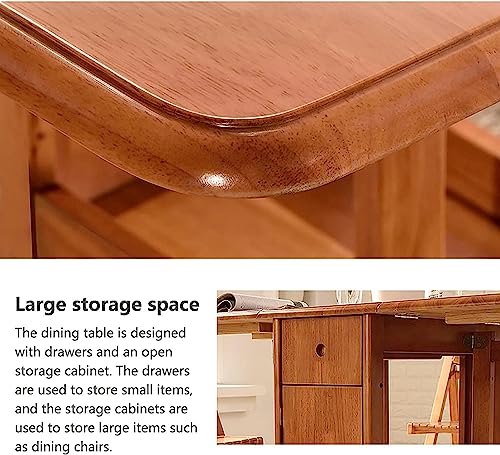 Extendable Dining Kitchen Table, Folding Dining Table, Multifunctional Folding Switch Lock, Round Edges Design, Large-capacity Practical Storage