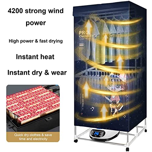 1500W Electric Dryer Rack, Household Large Capacity Multi-purpose Negative Ions Mini Clothes Dryer, for Car Rooms, RVs, Tents,Green,Large