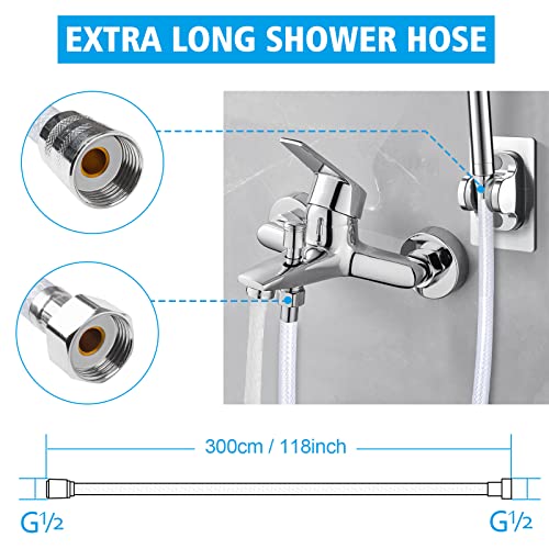 PVC Smooth Shower Hose 3m, JatilEr Universal Replacement Shower Hose Pipe Extra Long Shower Tube with 2 washers, Non-Toxic Flexible, Kink and Lea