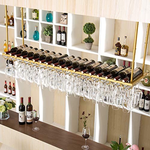 EYLINK Wine racks Home/Bar Retro Hanging with Glass Holder, Adjustable Metal Ceiling Bar Wine Glass Rack, Industrial Wall Mounted Wine and Glass