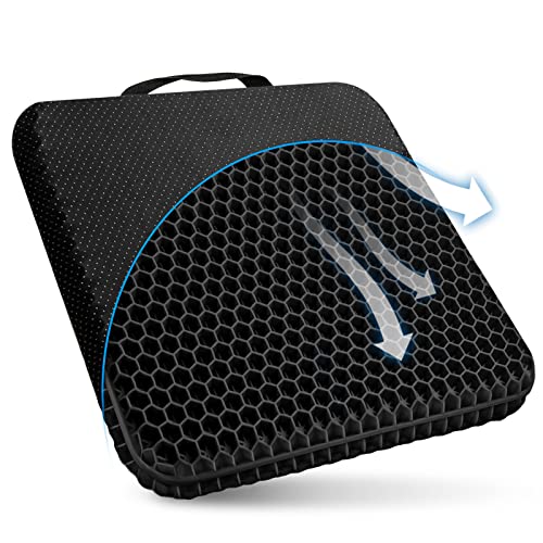 MONgiftshop Gel Seat Cushion, Double Thick Breathable Seat Cushion Cool Gel Cushion Honeycomb Design with Non-Slip Cover Pain Relif Seat Cushion