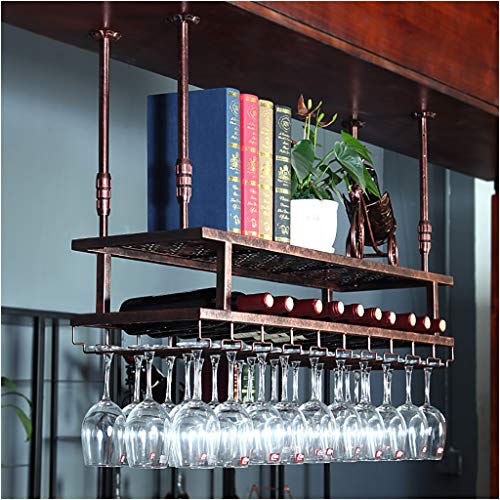 Ceiling Wine Rack Vintage Wrought Iron Wine Rack Glass Wine Glass Bracket - Restaurant Kitchen Bar Home Decoration Floating Wine Rack Adjustable