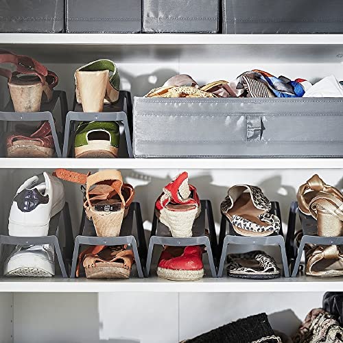 MURVEL Shoe Organizer Rack Display Holder Stand Plastic Lightweight Gray, 4 Pack