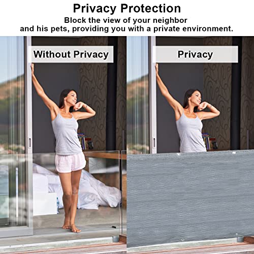 Jiakalamo Fence Mesh Balcony Sunshade Net, Set of 28 Garden Fence Privacy Cover With Gloves, Balcony Privacy Screen Pet Fence(Grey)