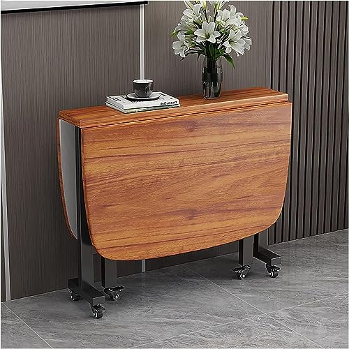 Kitchen Folding Dining Table, Extendable Butterfly Table, Space Saving Wood Rectangular Drop Leaf Table, Versatile Dinner Table with 6 Wheels, fo