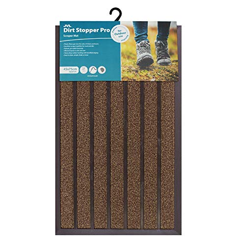 JVL Dirt Stopper Pro Rectangular Scraper Entrance Door Mat, Grey, 45 x 75 cm