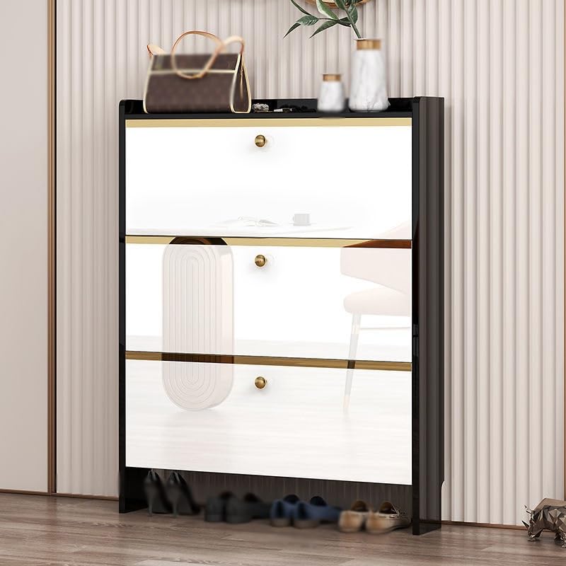 maozi Door -thin Shoe Cabinet Household Tipping Bucket Entrance Cabinet Door Hall Cabinet Large Capacity Storage Locker (Color : Argento, Size :