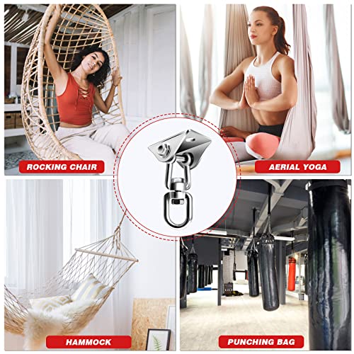 Heavy Duty Swing Hanger Hook 360°Rotate Hanging Chair Hook Ceiling Hook for Hammock Swing with Bolts Screws Stainless Steel Hammock Chair Hanging