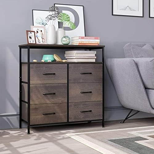 FGHOEV Sideboard Storage Cabinet Chest With 6 Drawers Wood Household Furniture For Home Kitchen Bedroom Living Room Hallway Drawer