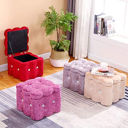 LUKEO Solid Wood Shoes Bench Home Wear Shoes Bench Fabric Storage Sofa Short Seat Pier Fitting Room Small Stool (Color : Argento)