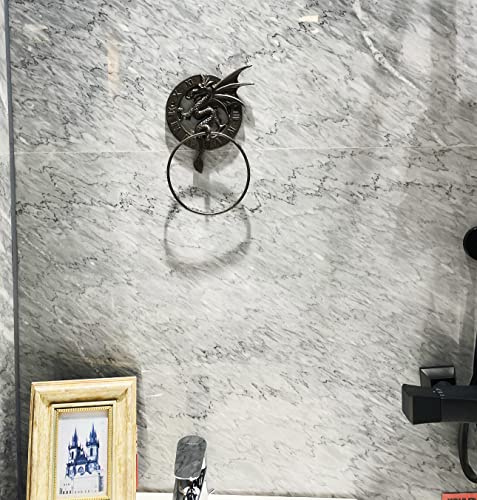 Konjouror Cast Iron Antique Dragon Towel Ring, Wall Mounted Medieval/Gothic Accessories for Bathroom
