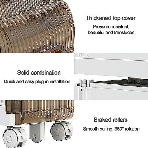 OPSREY 4 Tier Bathroom Floor Cabinet Vertical Storage Unit, Toilet Paper Storage Stand Plastic, Narrow Bath Organizer with Drawers