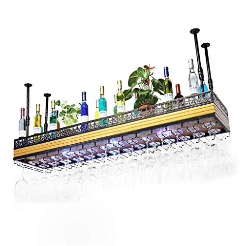 EYLINK Wine Racks,Wine Holder Solid Ceiling Hanging Mounted Wine Rack Neon Light Wine Glass Metal Wine Storage Display Stand
