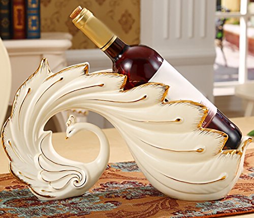 PIBM Fashion Creative Peacock Ceramic European Classical Ivory White Wine Cabinet Decorations Living Room Entrance Decoration Crafts Wine Rack J1