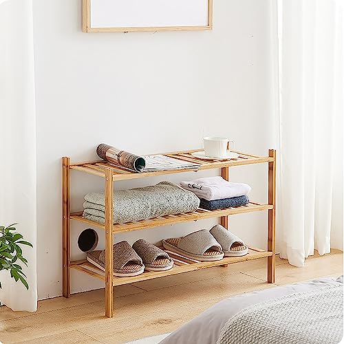 latifolia Shoe Rack, 3-Tier Bamboo shoe rack, shoe organizer for Entryway Hallway Closet, natural