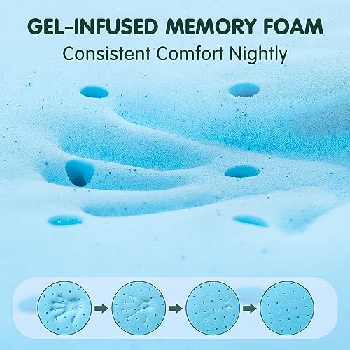 CHUN YI 3 inch Thick Double Memory Foam Mattress Topper With Anti-Slip Ventilated Hypoallergic Bamboo Cover, Soft Flexible Memory Foam Design For