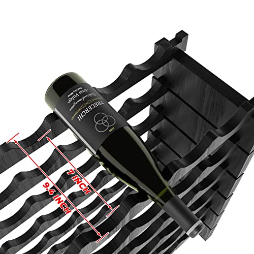 Beyond Your Thoughts Wine Rack Pine Wood 36 Bottle Capacity Stackable Storage Stand Display Shelves, Wobble-Free, Thicker Wood, Black (36 Bottle