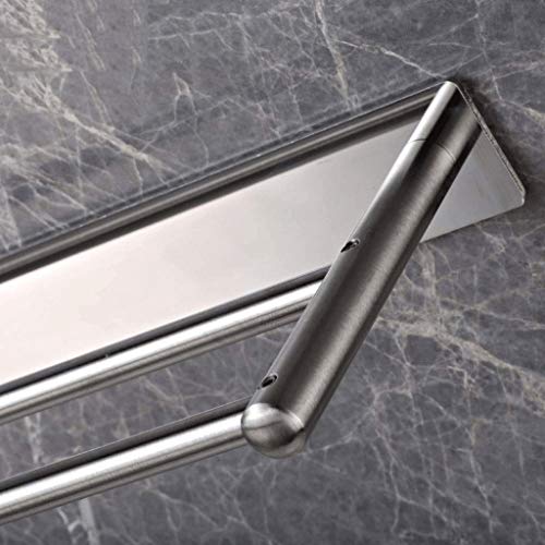 N/A Towel Rack - Stainless Steel Towel Bar, Double Towel Rack, Bathroom Towel Storage Rack Without Punching, Size 40x4.5x3 Cm