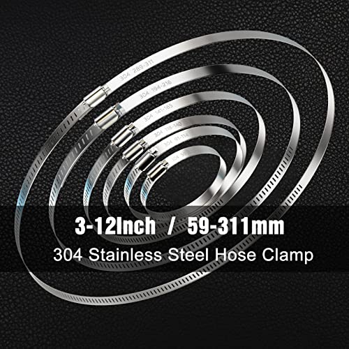 NEBURORA 91-114mm Hose Clip Adjustable 304 Stainless Steel Duct Clamps 4 Pack Worm Gear Clips Clamps 4 inch Diameter Fuel Line Hose Pipe Clamps f