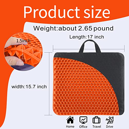 Fzitiy 2023 NewLarge Gel Seat Cushion, Honeycomb Design Double Thick Egg Gel Cushion with Relieving Back coccyx Pain Pressure for Car Office Home