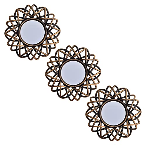 Small Wall Mirrors Decorative Set of 3 | Black and Gold Round Mirrors for Wall Decor Bedroom Living Room | Circle Mirror Wall Decor | Decorative