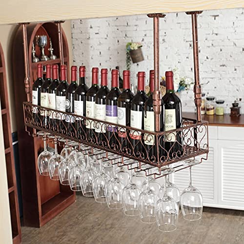 EYLINK Ceiling Wine Rack, Vintage Wine Bottle Rack, Wall Mounted Display Wine Rack Floating Shelf, Adjustable Height (Size : 100CM)