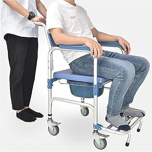 CNAOHGHN Multifunction Toilet Chair, Portable Stool for Bathroom Wheels with Potty, U-Shaped Bathroom Shower Chair, Waterproof with Armrests and