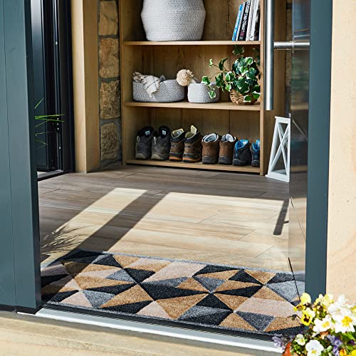 JVL SOLEMATE Hand Carved Trimetric Door Mat, 57 X 100 cm