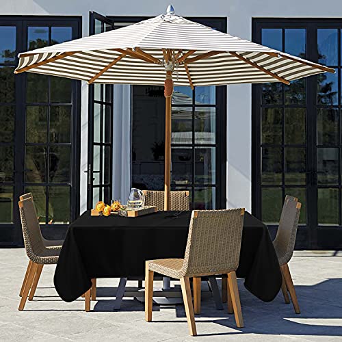 Fitable Square Table Cover Outdoor and Indoor Tablecloth - Washable Waterproof Wrinkle Free Table Cloth with Zipper and Umbrella Hole for Spring/