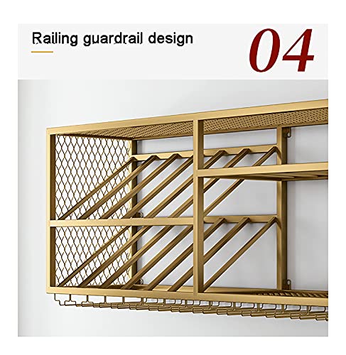 KEppd 2-Tier Floating Shelves Wall-Mounted Wine Rack, Bottles and Glass Holder, Metal Wine Storage Rack Organizer, Wine Display Shelf for Home Ki