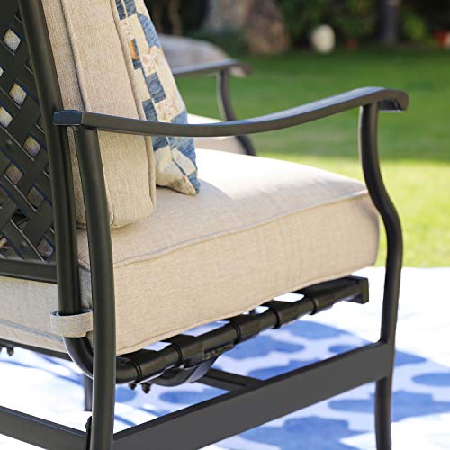 Patio Festival ® Outdoor Chair Bistro Cushioned Rocking Sofa Chairs Patio Furniture Sets Modern Conversation Set with 5.1 Inch Thick Seat Cushion